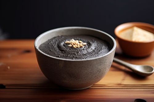 绿色食品黑芝麻糊小吃摄影图赏析